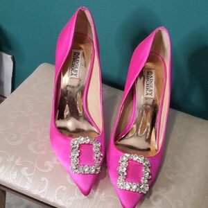 Badgley Mischka Fuchsia Heels with Sparkling Buckle Use